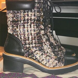 Tory Burch Miller Tweed Boot Lug Sole Bootie